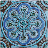 Turquoise handmade tile with decorative relief. Decorative tile handmade in Spain.