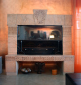 Custom chimeney made from handmade ceramic tiles. Custom chimeney made from handmade ceramic tiles.