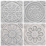 Handmade tile for kitchens, bathrooms and outdoor wall art. Decorative tile handmade in Spain. Relief tile glazed in grey and white.