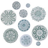 These circular tiles make beautiful outdoor wall art.  Ceramic wall art for kitchens, bathrooms and wall decor. Our decorative tiles can also be combined with our other handmade tiles to make larger wall art installations.