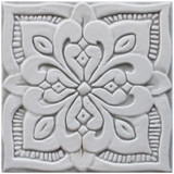 Handmade Moroccan tile for kitchens, bathrooms and outdoor wall art. Decorative tile handmade in Spain. Relief tile glazed in grey and white.