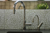 Kitchen backsplash using handmade tiles by GVega. Handmade in Spain. Kitchen backsplash using handmade tiles by GVega. Handmade in Spain.