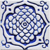 Handmade tile blue white Moroccan #3 [10cm/3.9"]