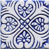 Handmade tile blue white Spanish #2 [10cm/3.9"]