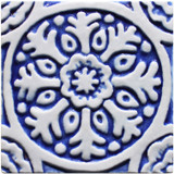 Handmade tile blue white Suzani #1 [10cm/3.9"]