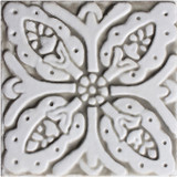 Handmade tile beige white Suzani #2 [10cm/3.9"]