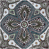 Spanish tile for kitchens, bathrooms and wall art. Beautiful handmade tile carved with relief and hand painted. Glazed in matt green tones.