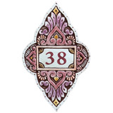 Handmade tile ceramic number plaque for house entrance.  Glazed in Matt Pink. Made in Spain.