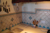 Kitchen backsplash using handmade tiles by GVega.  Handmade in Spain.
