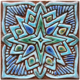 Turquoise moroccan handmade tile with decorative relief. Decorative tile handmade in Spain.