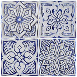 Handmade tile for kitchens, bathrooms and outdoor wall art. Decorative tile handmade in Spain. Relief tile glazed in blue and white. Handmade tile for kitchens, bathrooms and outdoor wall art. Decorative tile handmade in Spain. Relief tile glazed in blue and white.