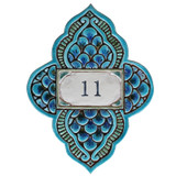 Handmade tile ceramic number plaque for house entrance.  Made in Spain.
