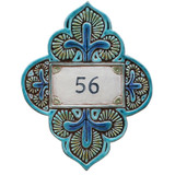 Handmade tile ceramic number plaque for house entrance.  Made in Spain.