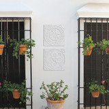 These handmade tiles are for kitchens and bathrooms.  These decorative tiles also make wonderful wall hangings and outdoor wall art.  Our white relief tiles are handmade in Spain.