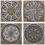 These handmade tiles make wonderful wall hangings and outdoor wall art.  These relief tiles are handmade in Spain and glazed in matt blue and finished in aged effect.