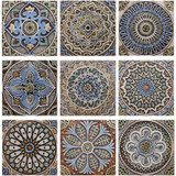 These handmade tiles make wonderful wall hangings and outdoor wall art.  These relief tiles are handmade in Spain and glazed in matt blue and finished in aged effect.