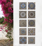 These handmade tiles make wonderful wall hangings and outdoor wall art.  These relief tiles are handmade in Spain and glazed in matt blue and finished in aged effect.