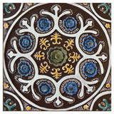 Handmade Tile matt blue suzani #1 [30cm/11.8"]