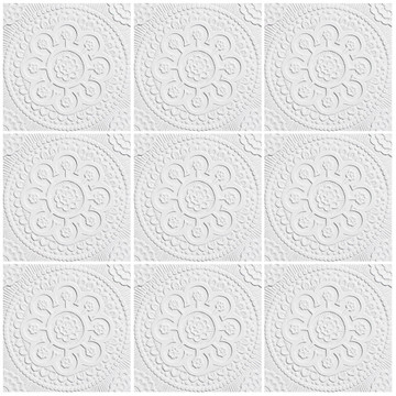 These handmade tiles make wonderful kitchen tiles, bathroom tiles, wall decor and outdoor wall art.  White relief tile handmade in Spain.