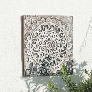 Handmade Tiles Set4 silver Mandala [30cm/11.8"]