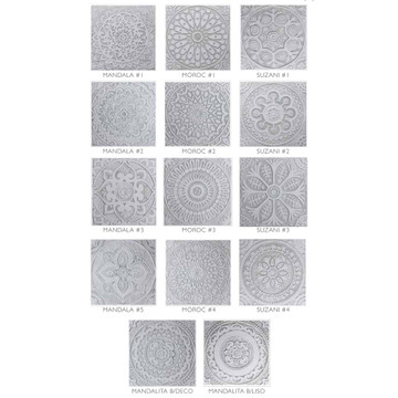 Handmade moroccan tile for kitchens, bathrooms and outdoor wall art. Decorative tile handmade in Spain. Relief tile glazed in grey and white.