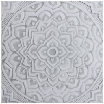 Handmade tile for kitchens, bathrooms and outdoor wall art. Decorative tile handmade in Spain. Relief tile glazed in grey and white.