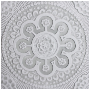 These handmade tiles make wonderful kitchen tiles, bathroom tiles, wall hangings and outdoor wall art.  Grey & white relief tile handmade in Spain.