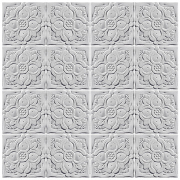 Handmade Tile White Relief Suzani #1 [15cm/5.9"]