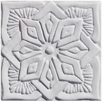 These handmade tiles are for kitchens and bathrooms.  These decorative tiles also make wonderful wall hangings and outdoor wall art.  Our white relief tiles are handmade in Spain.