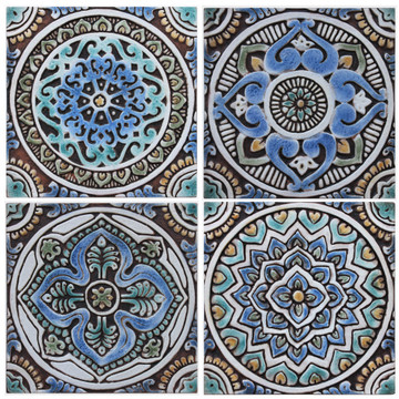 Handmade Tiles Set8 matt blue [20cm/7.8"]