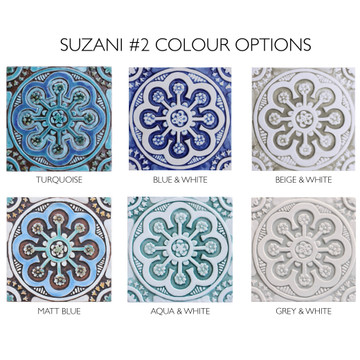 Handmade tile with carved relief for kitchens, bathrooms and outdoor wall art. Decorative tile handmade in Spain in aqua & white.