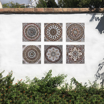 Handmade Tiles Set4 matt brown Mandala [30cm/11.8"]