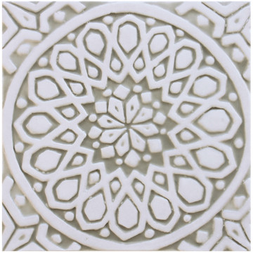 Moroccan ceramic tile #4- Beige and White [20cm] Front picture
