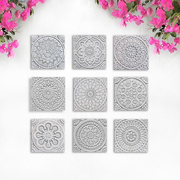 Handmade tile for kitchens, bathrooms and outdoor wall art. Decorative tile handmade in Spain. Relief tile glazed in grey and white.