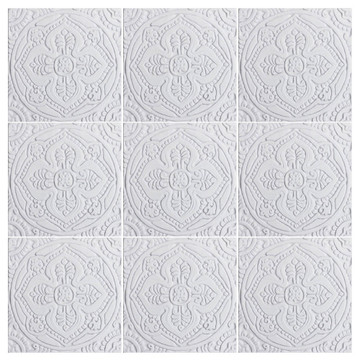 Handmade Tile White Relief Mandala #4 [20cm/7.8"]