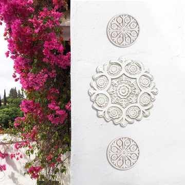 These circular tiles make beautiful outdoor wall art.  Ceramic wall art for kitchens, bathrooms and wall decor. Our decorative tiles can also be combined with our other handmade tiles to make larger wall art installations.