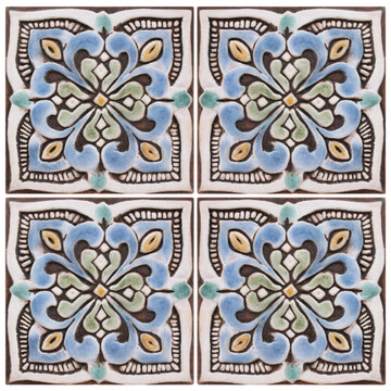 These handmade tiles make wonderful wall hangings and outdoor wall art.  Matt blue decorative tile handmade in Spain.