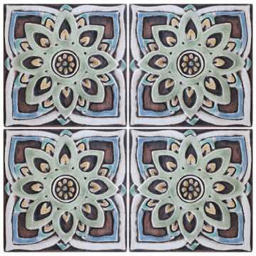 These handmade tiles make wonderful wall hangings and outdoor wall art.  Matt blue decorative tile handmade in Spain.