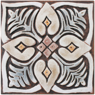 These handmade tiles make wonderful wall hangings and outdoor wall art.  Matt brown decorative tile handmade in Spain.
