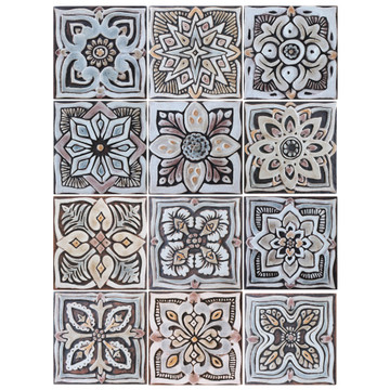 These handmade tiles make wonderful wall hangings and outdoor wall art.  Matt brown decorative tile handmade in Spain.