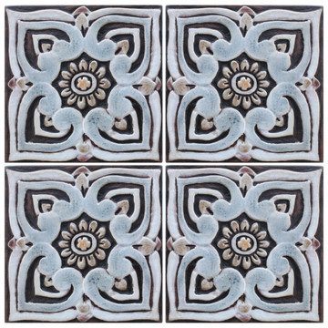 These handmade tiles make wonderful wall hangings and outdoor wall art.  Matt brown decorative tile handmade in Spain.