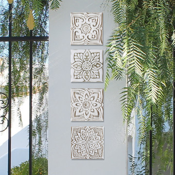 These handmade tiles make wonderful kitchen tiles, bathroom tiles, wall hangings and outdoor wall art.  Beige & white relief tile handmade in Spain.