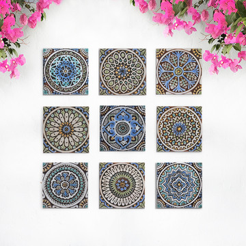 These handmade tiles make wonderful wall hangings and outdoor wall art.  These spanish tiles are handmade in Marbella, Spain and glazed in matt blue and finished in aged effect.