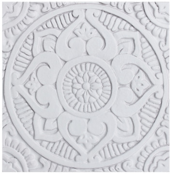 These handmade tiles are for kitchens and bathrooms.  These decorative tiles also make wonderful wall hangings and outdoor wall art.  Our white relief tiles are handmade in Spain.