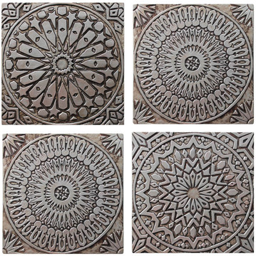 These decorative tiles make wonderful wall hangings and outdoor wall art.  Our silver handmade tiles are carved in relief and handmade in Spain.