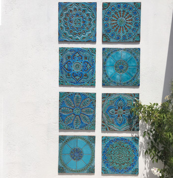 Large ceramic tile handmade in Spain. Decorative tile for kitchens, bathrooms or outdoor wall art.