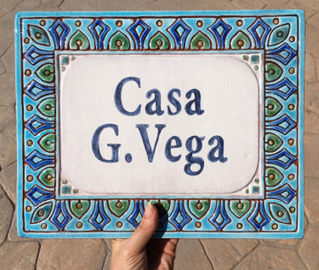 House sign made from ceramic.  Custom plaque for house entrance 3