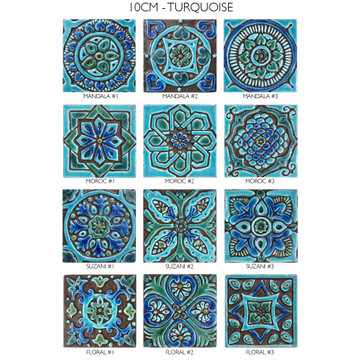 Handmade tile turquoise moroccan #3 [10cm/3.9"]