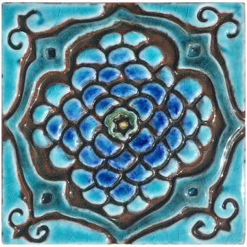 Handmade tile turquoise moroccan #3 [10cm/3.9"]