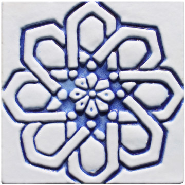 Handmade tile blue white Moroccan #2 [10cm/3.9"]